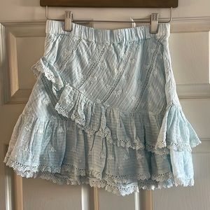 LOVE SHACK FANCY new never worn sky blue ruffle skirt